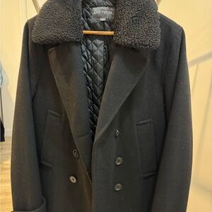 Slate & Stone Wool Blend Black Pea Coat